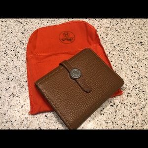 Hermes Dogon tri-fold wallet brown leather